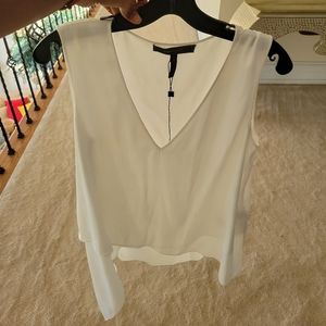 Bcbg assymetrical white top
